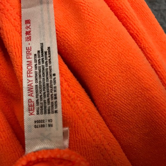 New Free People Movement Let It Go Sweatshirt Hood Zip Neon Orange Velour S NEW - Picture 5 of 9